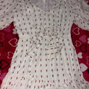 Floral vintage love shack fancy dress with bow detail on the front